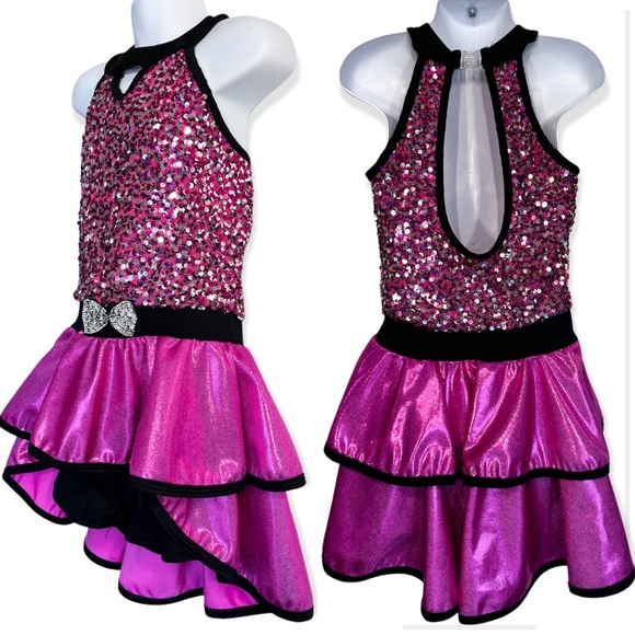 Curtain Call Other - Dance Costume Dress Curtain Call Turn Up The Music J5478 High-Low Sequin Pink